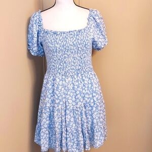 Altar'd State Blue and White Smocked Dress